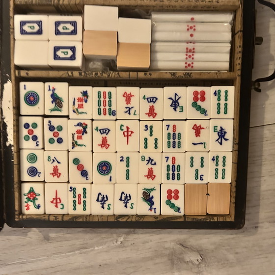 Image 1 of Antiek zeldzaam Mahjong spel