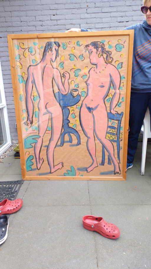 Painting on Paper Framed - Eddy Varekamp