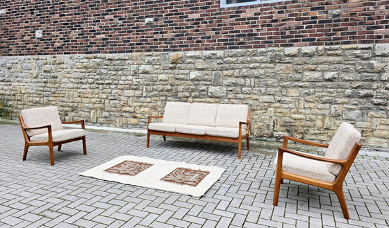 Image 1 of Set di sedute Ole Wanscher France and Son, divano e poltrona vintage anni '60 '70, stile Mid Century.