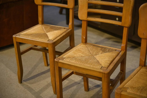 Set of 6 Pierre Cruège chairs from the 1950s. – Dining chairs, Wood, Mid Century Modern (photo 3 of 14)