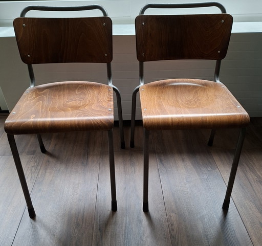 2 Original Vintage Gispen 106 TU Delft Chairs from the 1960s. – eetkamerstoelen, Metal, Wood (photo 2 of 8)