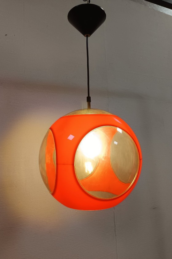 Image 1 of Vintage red space age lamp Bug Eye 1970s