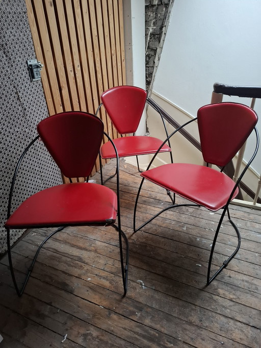 3X Arrben Red Leather Chair "Linda"