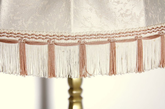 Image 1 of Tafellamp massief messing franjes 76cm jaren 1970 vintage