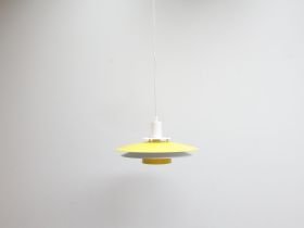 Vintage pendant lamp / metal / white yellow / Denmark – Scandinavian (photo 2 of 5)