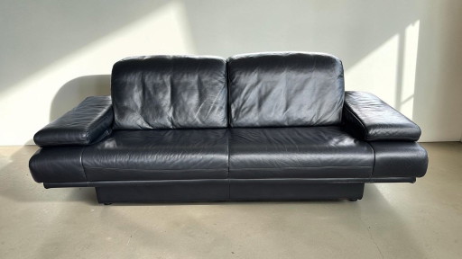 Vintage schwarzes Leder Rolf Benz 6500 3-Sitzer Sofa