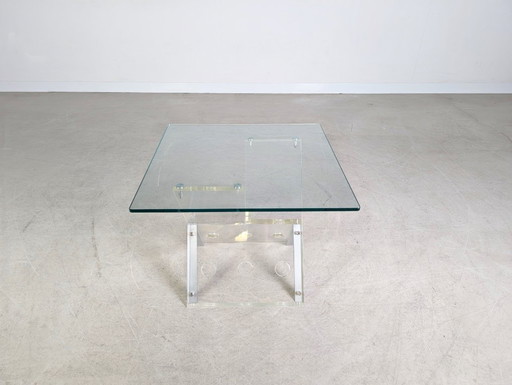 Table basse, verre acrylique, verre, design années 1970/1980, table d'appoint, espace