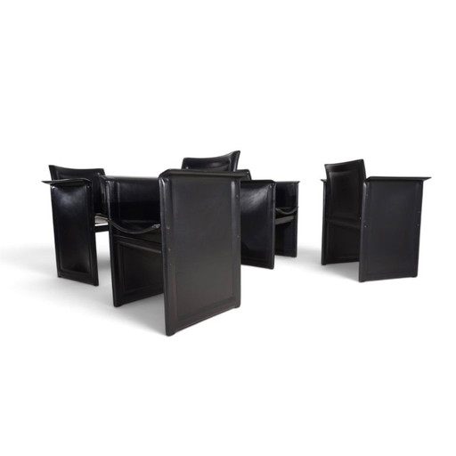Sedie da pranzo Arrben Solaria in pelle, set di 4 di Tito Agnoli, 1970