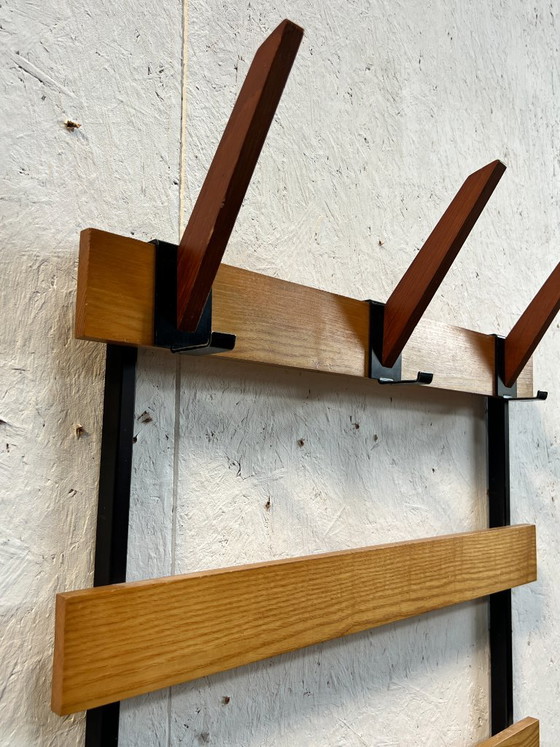 Vintage 1970s Wall Coat Rack, Pine, Teak and Metal – Wood (photo 4 of 9)