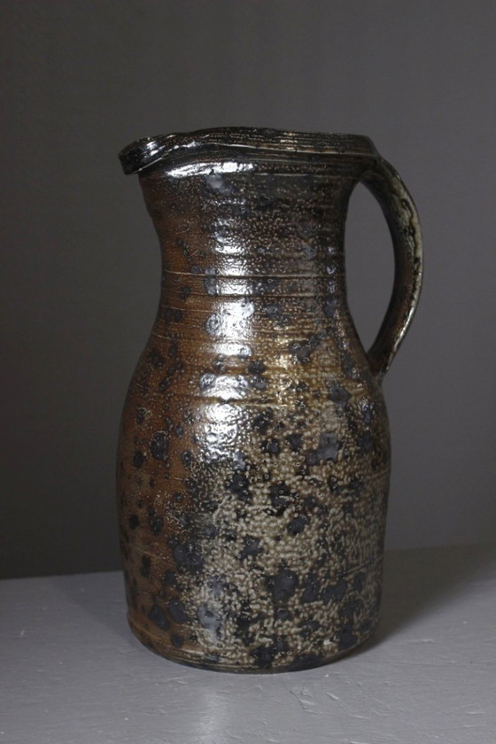 Gustave Tiffoche - Impressive stoneware pyrite pitcher, wood-fired, France, 1960s – Vases, Ceramic (photo 4 of 13)