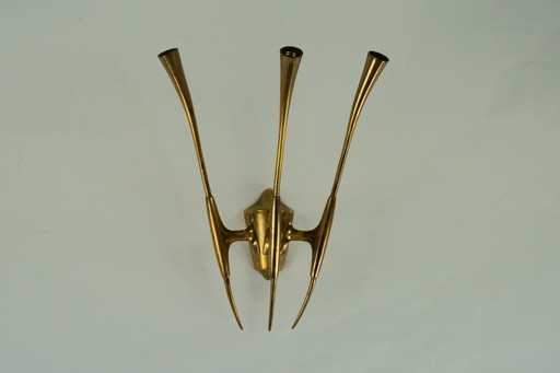 Single Brass Wall Sconce by Oscar Torlasco for Lumi Milano, Italy 1950s