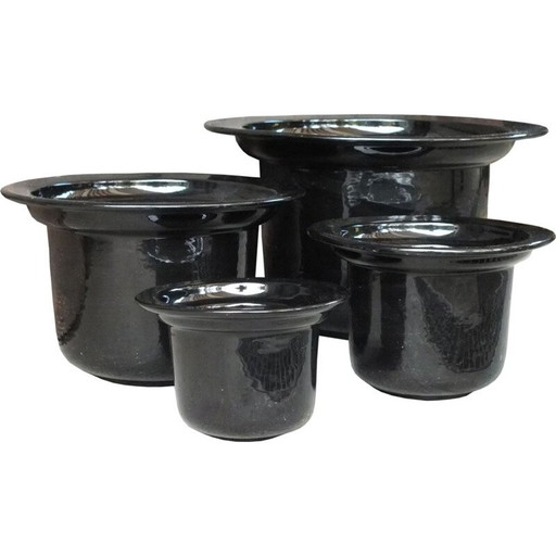 Ensemble de 4 vases cylindriques vintage en céramique par Arioli Roberto, Italie 1970