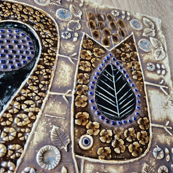 Image 1 of Lisa Larson Wandbild Fliese Dekoteller Vögel Serie Unique, UNIK Gustavsberg Schweden