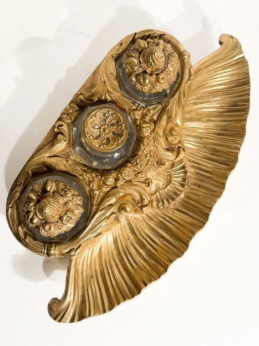 Gilded Bronze Inkwell and Crystal Ink Bottles, 20th Century – decoratieve objecten