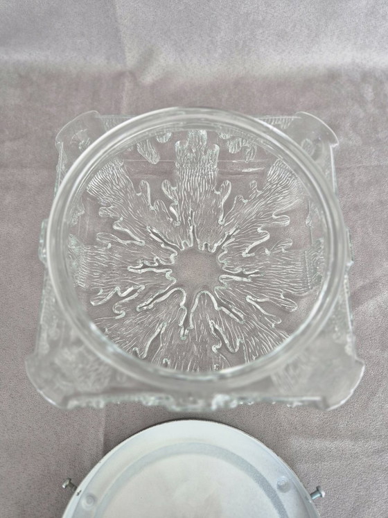 Image 1 of Mid Century Modern Glass Flush Mount Ceiling Light 20cm – Space Age Textured Crystal E27 Lamp