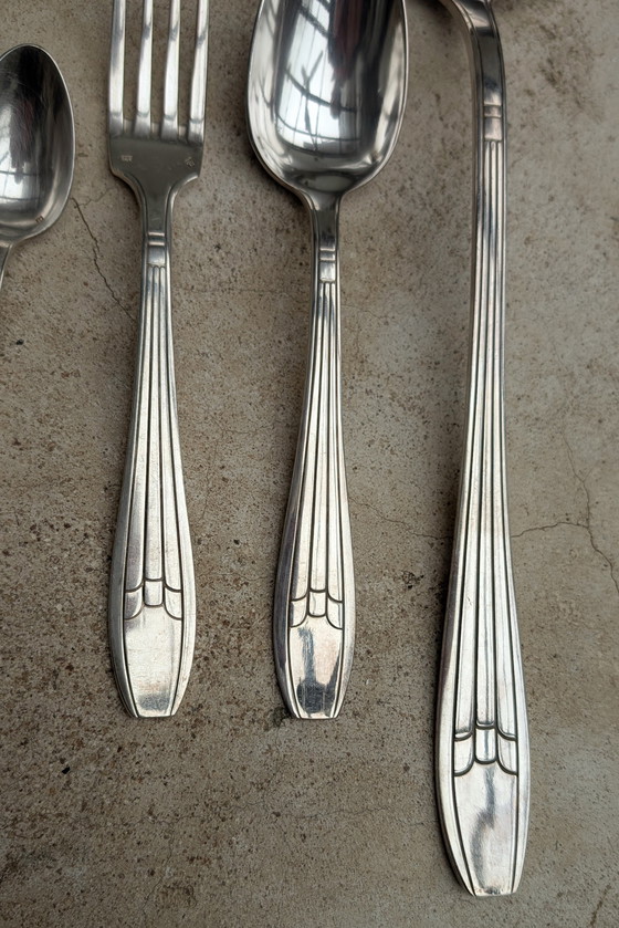 Image 1 of Verzilverde Art Deco bestekset