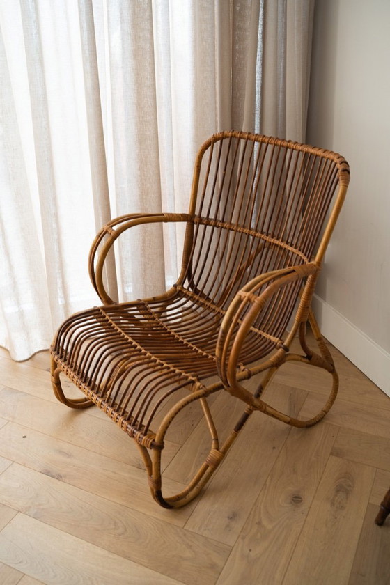 Image 1 of Rotan Lounge Stoel Van Dirk Van Sliedregt Voor Rohé