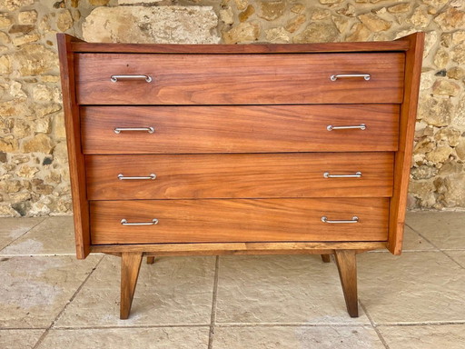 Cómoda vintage de nogal de mediados de siglo, década de 1950