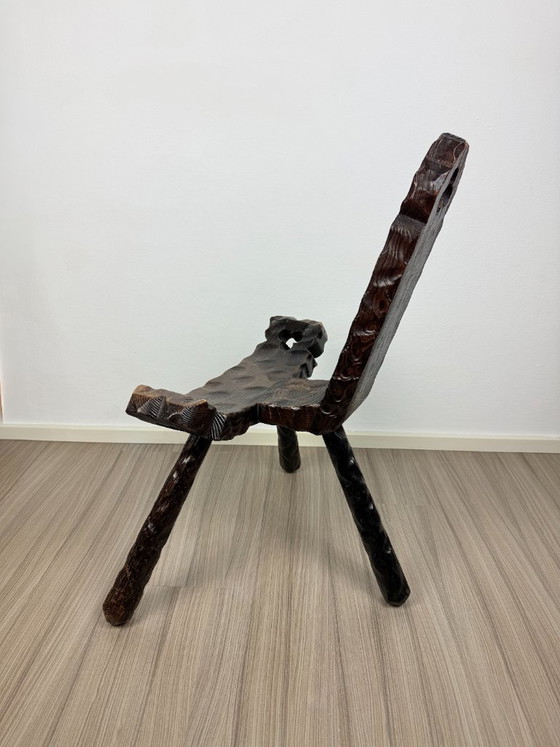 Pair of Antique Rustic Carved Wooden Chairs – Chairs and lounge chairs (photo 4 of 10)