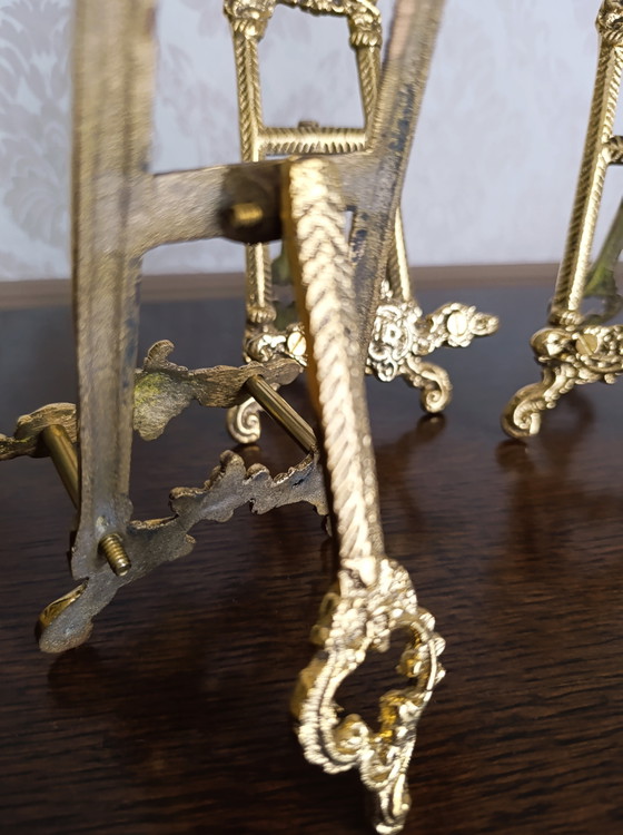 Set van 3 vintage, sierlijke messing displaystandaards – Decoratieve objecten, Brass (photo 5 of 12)