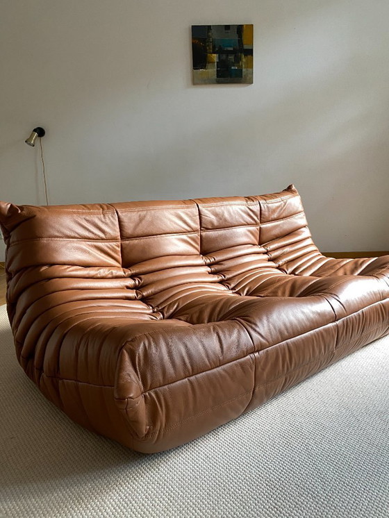 Image 1 of Ligne Roset - Togo - 3 places - Cuir brun cognac