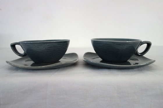 Image 1 of 2 Tassen mit Untertassen New Time Boch Frères 1955