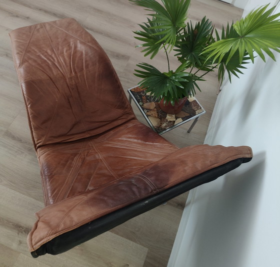 Image 1 of IKEA Skye Ligstoel - Cognac Leer & Chroom - Tord Björklund