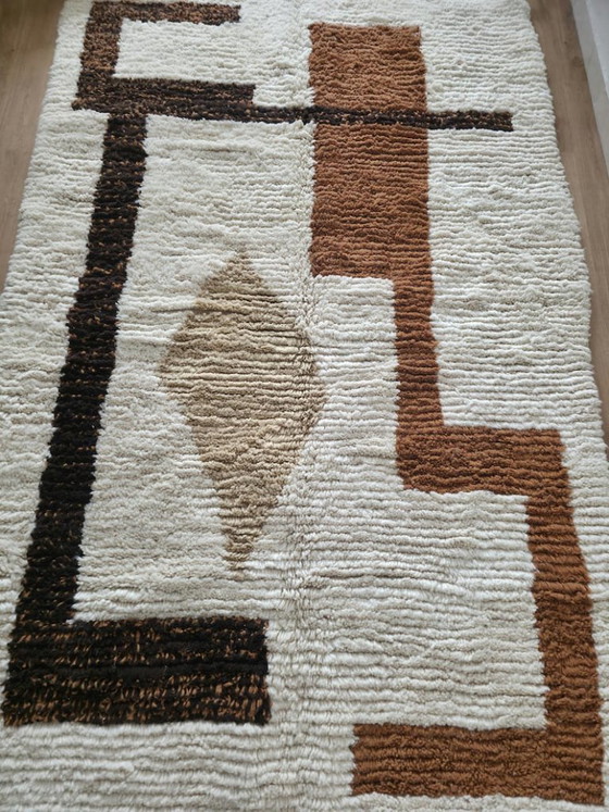Image 1 of Handgeweven Marokkaans Berber wollen tapijt 3x2m | Abstract Beni Ourain tapijt