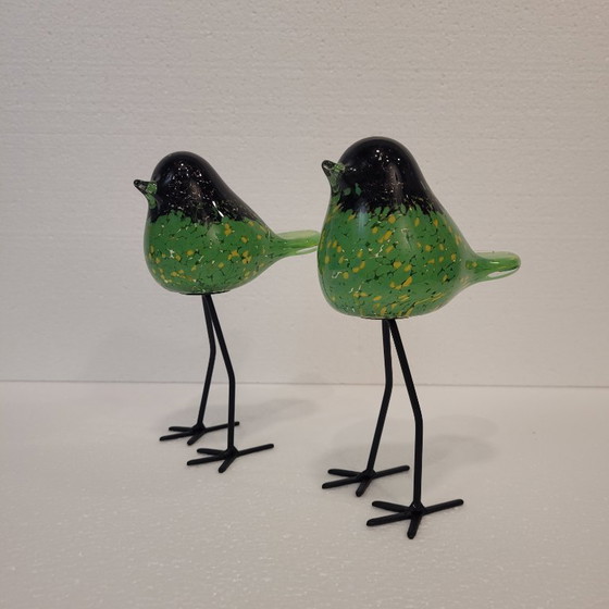 Image 1 of Paar geblazen glazen vogels, Chehoma, jaren 2000 - Frankrijk