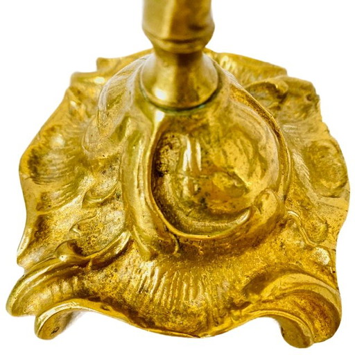 Vintage brass organic candlestick art nouveau