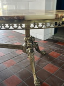 Old Marble Coffee Table Copper Legs Vintage Onyx