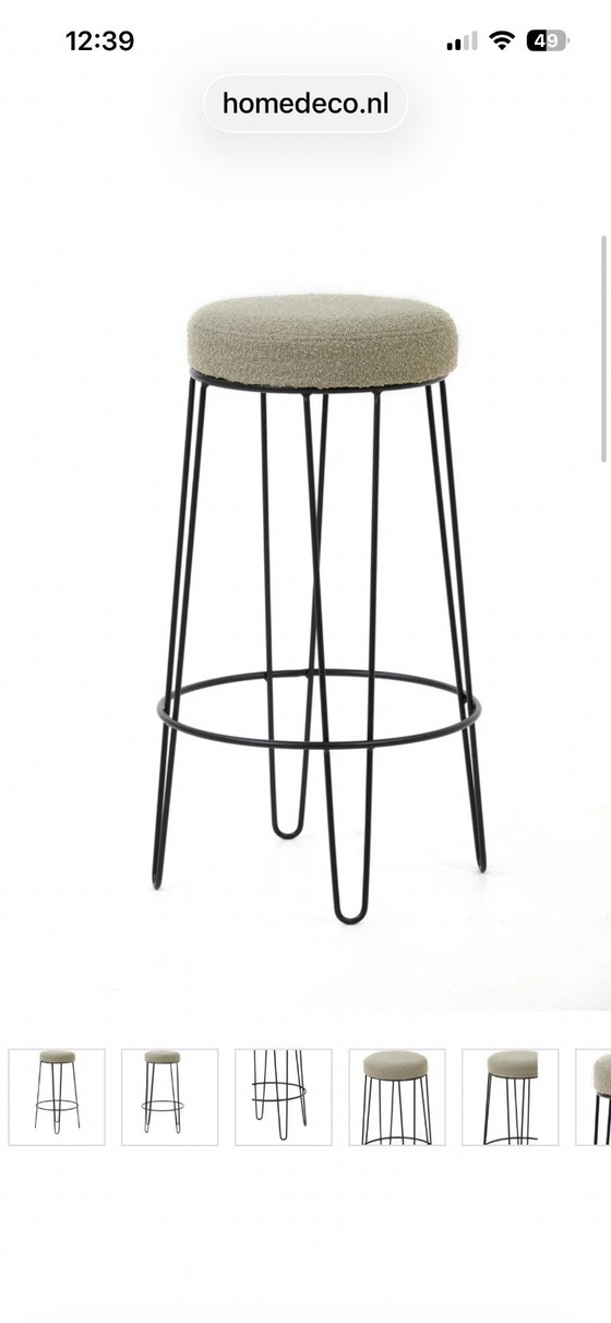 4x Light & Living - ALICE Bouclé Barhocker, perfekter Zustand – Metal, Textile (photo 4 of 5)