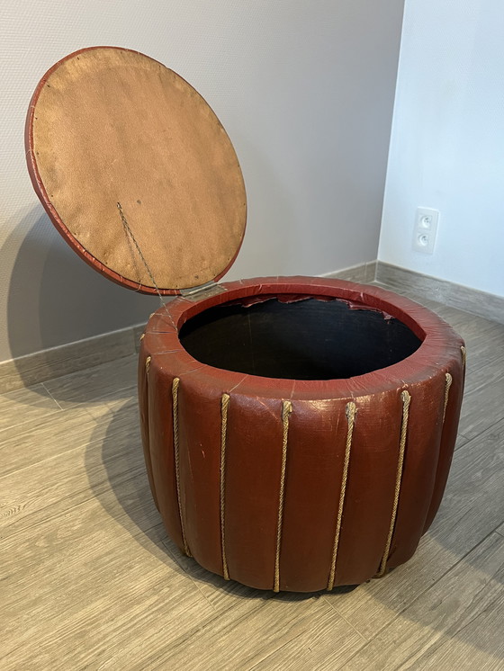 Image 1 of Circo vintage opberg poef zitzetel voetenbank jaren 50 60