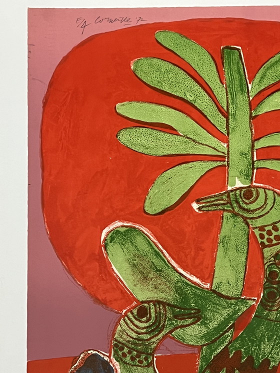 Image 1 of Gesigneerd; Guillaume Corneille Lithografie Aurore Rouge 1972 E/A