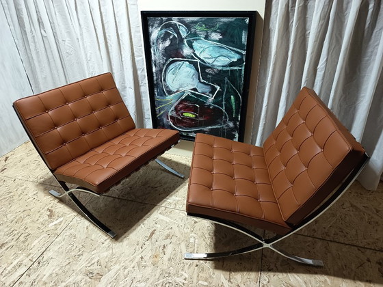 Image 1 of Sillones KNOLL Studio Barcelona (NUEVA Serie 2026) en piel natural (color coñac)