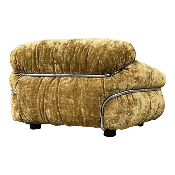 Image 1 of Sillón Sesann de Gianfranco Frattini para Cassina en terciopelo amarillo ocre, 1972