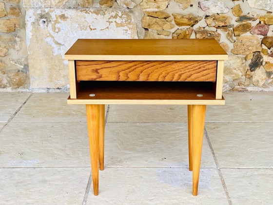 Image 1 of Mid-Century, Oak Nightstand , Circa 1960s 1970s