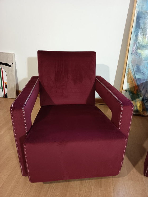 Image 1 of CASSINA 2X Poltrone 637 UTRECHT  (NUOVE MAI USATE) in Velluto 13L Ortigia/Plum con Cuciture in filo Naturale a punta Cavallo