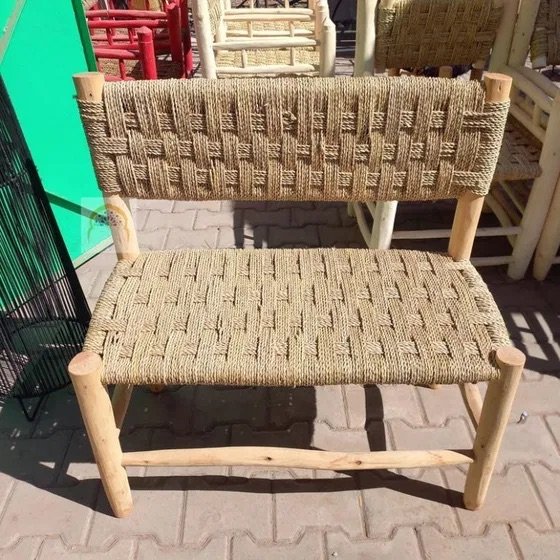 Sedia artigianale marocchina fatta a mano – Panche, Legno, Vimini (photo 4 of 5)