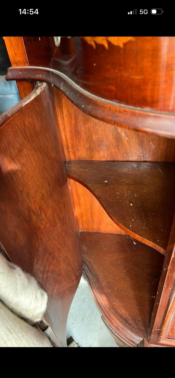 Image 1 of Classic curved baroque display cabinet with intarsia inlay
