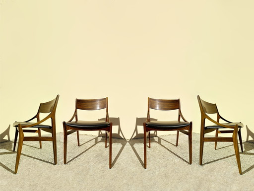 Suite of Four Chairs H Vestevig Eriksen, Møbelfabrik. Denmark, 1960s