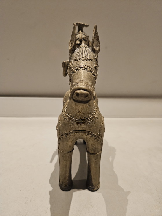 Image 1 of Bastar tribale kunst Dhorka messing paard en ruiter