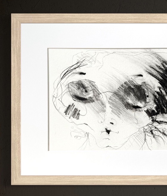 Image 1 of Robert Detheux - Magnifique portrait surréaliste - Vendu encadré 