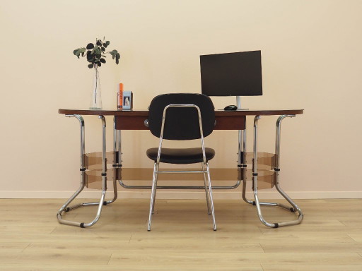 Mahogany desk, Italian design, 1980s, made in Italy