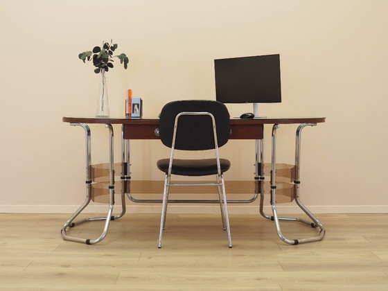 Image 1 of Mahogany desk, Italian design, 1980s, made in Italy