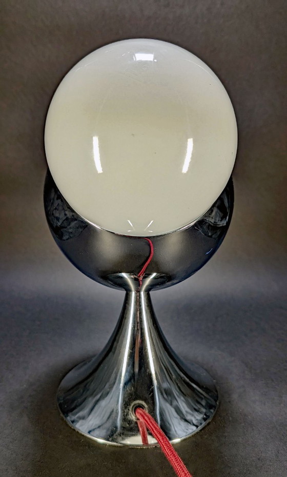 60er Jahre "Satellite" Verchromte Tischlampe, Unikat, Tischlampen, Glas, Metall, Rot (Foto 9 von 11)