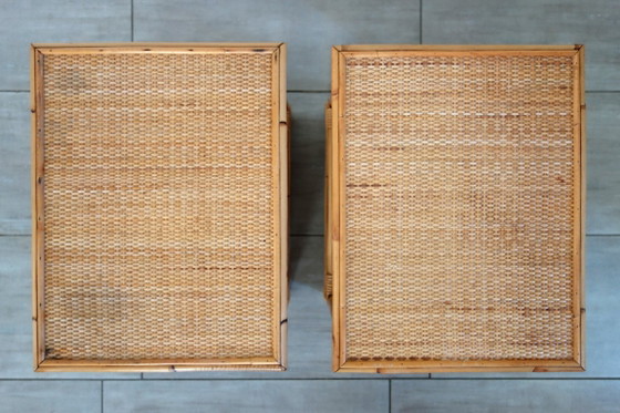 Coppia di comodini in vimini intrecciato e bambù, anni '70/'80 – Rattan, Wicker (photo 4 of 15)