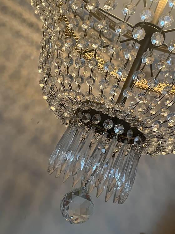 Image 1 of Grote XXL Design Cristalstrass kristallen kroonluchter hanglamp brons frame 