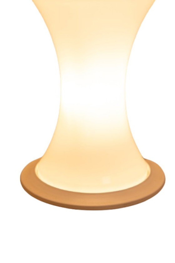 Image 1 of Enrico Tronconi Stehleuchte 'Bambus', aus weißem Opalglas.  70er Jahre.