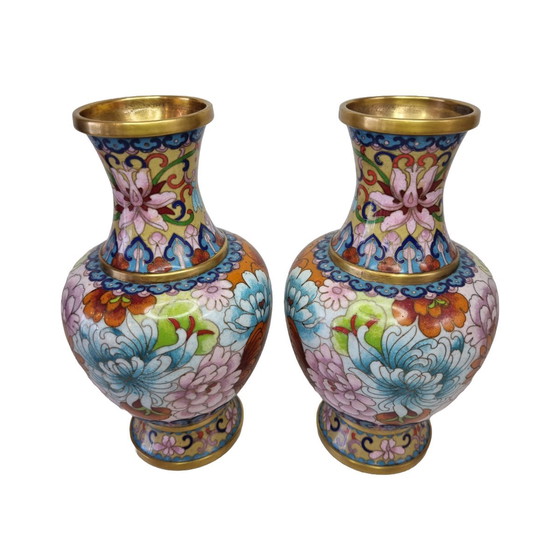 Image 1 of Vintage set Cloisonné vazen
